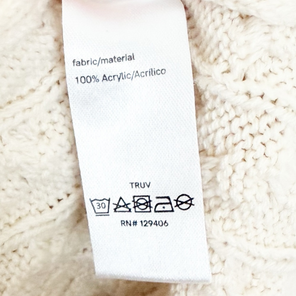VENUS Cream Long Sleeve Cable Knit Dress with Ribbed Knit Cuffs/WaistBand/Hem - Picture 8 of 10